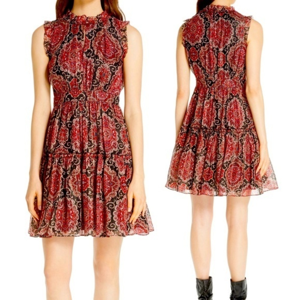 Kate Spade Medallion Metallic Mini Dress, Black Multi, size 0 LIKE NEW
